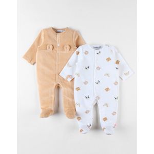 Set met 2 1-delige pyjamas uit fluweel , lichtroos/blush