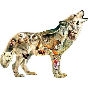 Legpuzzel - Contourpuzzel - 750 stukjes - Native American Wolf  - SunsOut Puzzel