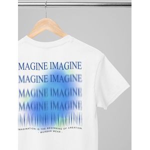 Shirt - Imagine - Wurban Wear | Grappig shirt | Merk kleding | Unisex tshirt | Techno outfit | Gym shirt | Merk t shirt | Streetwear | Sport shirt | Wit