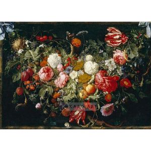 Afbeelding op acrylglas - Slinger van bloemen en fruit, Jan Davidsz de Heem