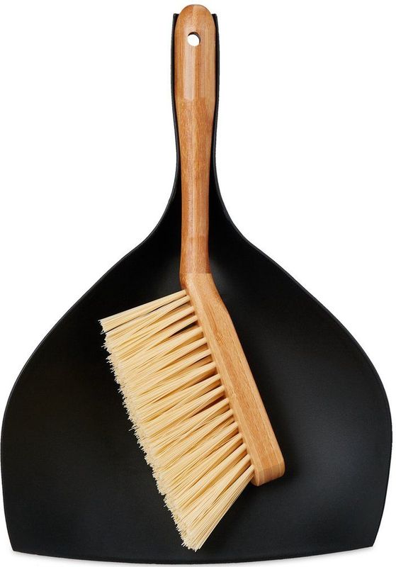 Stoffer en Blik - Zwart - Bamboe en Kunststof - Voor Binnen en Camping