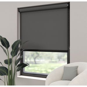 Dutchblinds Rolgordijn - lichtdoorlatend - Antraciet - 205x190cm - Raamdecoratie op maat