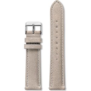 Gallivant Horlogeband | Italiaans Suède | Lichtgrijs | Zilverkleurige Gesp | 18 mm