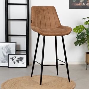 Bronx71 - Barkruk Brooke - Cognac - 74 cm - Industrieel - Hoge Rugleuning