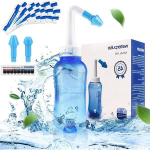 Sinus Spoel Kit 300 ml - 45 Pakketten Zout - Thermometer Sticker - Volwassenen en Kinderen