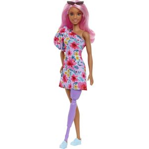 Barbie Fashionistas - Gebloemde jurk met prothese - Barbiepop