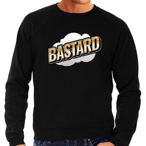 Foute Bastard sweater in 3D effect zwart voor heren - foute fun tekst trui / outfit - popart XL