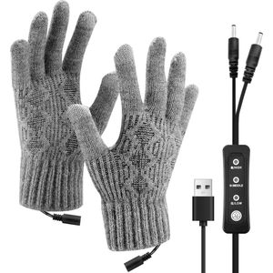 DiverseGoods Verstelbare temperatuur USB verwarmde handschoenen voor mannen en vrouwen, aanraakbare elektrisch verwarmde handschoenen voor telefoon Gebreide verwarmde handschoenen voor wintercadeau