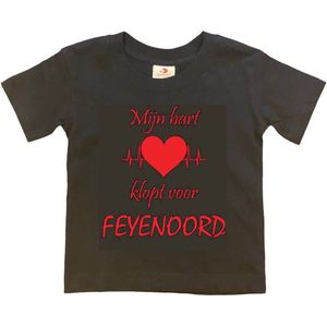 Rotterdam Kinder t-shirt | Feyenoord ""Mijn hart klopt voor FEYENOORD"" | Verjaardagkado | verjaardag kado | grappig | jarig | Rotterdam | Feyenoord | cadeau | Cadeau | Zwart/rood | Maat 98/104