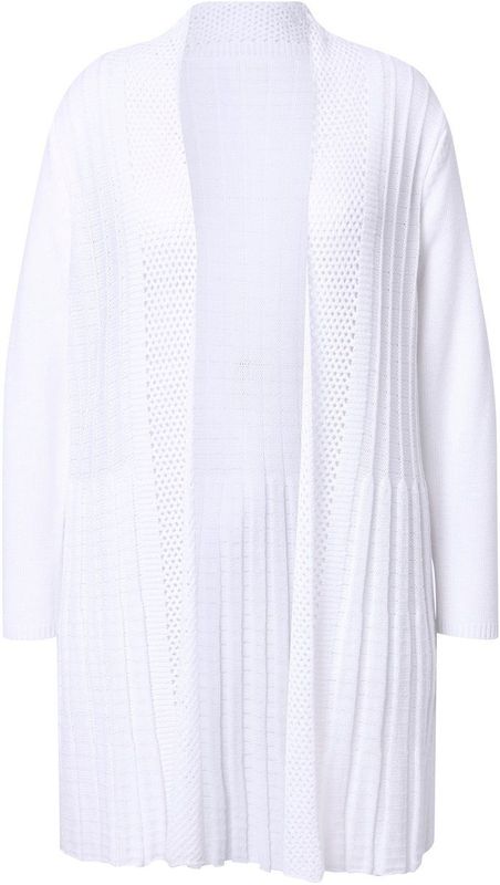 MIAMODA - Dames - Vest A-lijn structuurmix - Off-white - Maat 42+