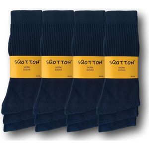 12 paar SQOTTON® Werksokken - Heavy - Marineblauw - Maat 39-42