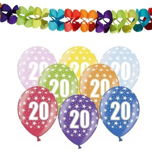 Partydeco 20e jaar verjaardag feestversiering set - Ballonnen en slingers