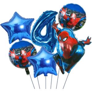 Kinder Feestpakket Superheld - Ballon - Kinderfeest Ballon Pakket - Spiderman Superheld - Spiderman kinderfeestje - Verjaardag Versiering - Superheld Ballon - Verjaardag leeftijd 4 - Kinderfeest Jongen - Spiderman Birthday Decoration