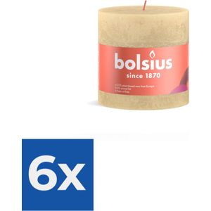 Bolsius - Rustieke stompkaars 'Shine' (Ø10cm) - Oat Beige - Voordeelverpakking 6 stuks