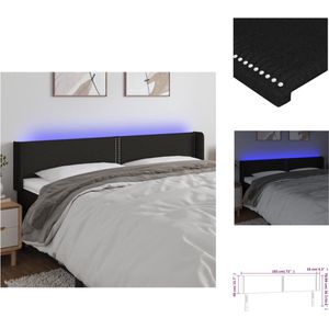 vidaXL Hoofdbord - Zwarte stof - 183 x 16 x 78/88 cm - Verstelbare hoogte - LED-verlichting - Duurzaam materiaal - Inclusief montagehandleiding - USB-aansluiting - Bedonderdeel