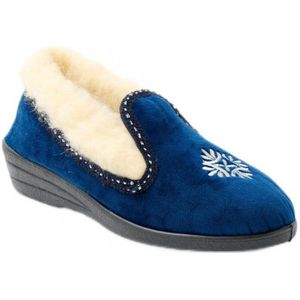 Comfortabele wijde pantoffels met geborduurde wollen voering