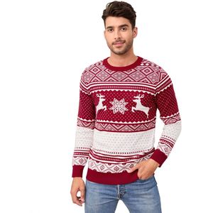 Gezinskersttrui met ronde hals, rendier en sneeuwvlokken, gebreide trui voor dames/heren/kinderen