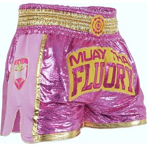 Fluory Muay Thai Kickboxing Shorts Dames Glitter Roze maat XL