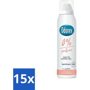 Odorex - Deodorant Spray - 0% Parfum - Zonder Geurstoffen - 150 ml - Bulkverpakking - 15 stuks