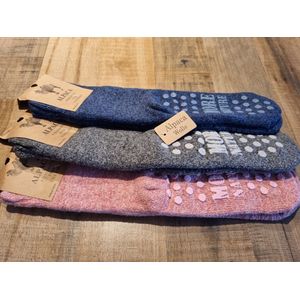 3 Paar - Alpaca Wollen Sokken - Huissokken - Maat 39-42 - Met Anti Slip Noppen - Wintersokken - Cadeau Artikel