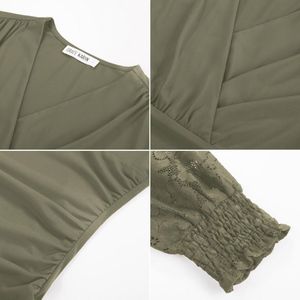 Elegante Lange Mouwen V-Hals Ruffle Tuniek Blouse voor Vrouwen