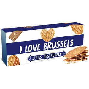 Jules Destrooper Natuurboterwafels - ""I love Brussels / J'aime Bruxelles"" - 2 dozen met Belgische koekjes - 100g x 2
