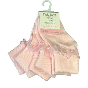 3 Pack Sokjes met Kant Roze Maat 15-18