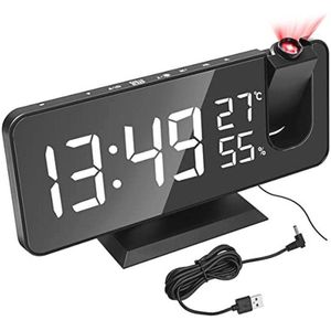 Projectiewekker met LED-display en USB-oplaadpoort voor slaapkamer