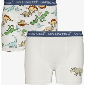 Unsigned 2-pack jongens boxershorts dino - Wit - Maat 122/128