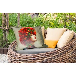 Buitenkussens - Vrouw - Appels - Rood - Bladeren - 60x40 cm - Weerbestendig