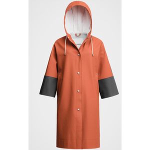 Stutterheim - Regenjas voor dames en heren - Tre Liljor - Roodbruin/Donkergrijs - maat XS