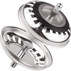2 Stuks - Afvoerstop - Gootsteen zeef - Gootsteen Stop - Korfplug voor de keuken 79 mm - Afvoerplug - Afvoerstop - RVS - Luxe afvoerstop - Gootsteenstop