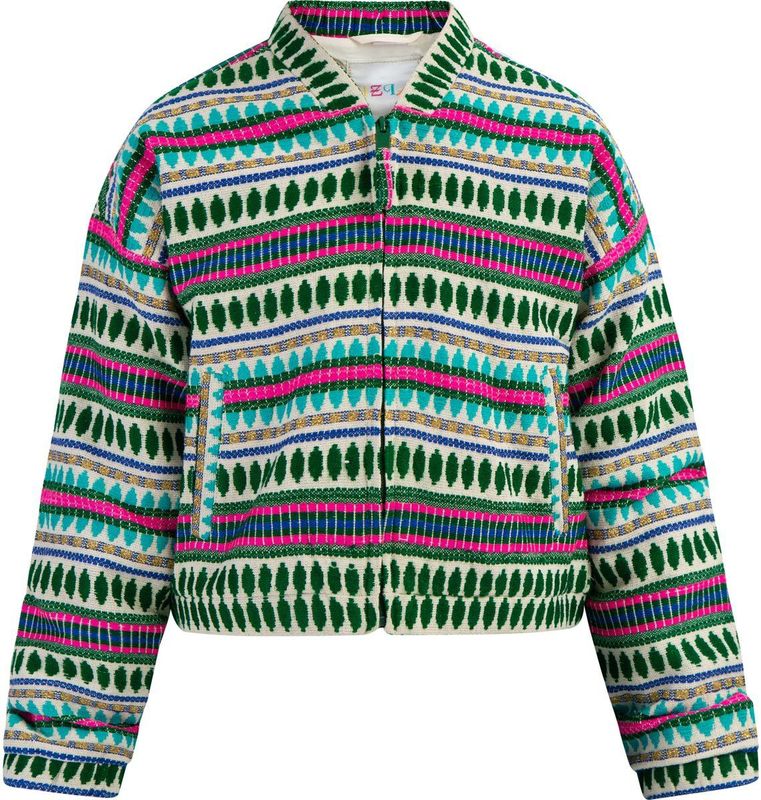 IZIA - Tussenjas - Turquoise - Bomberjack - Gevoerde Zoom/Rand - Aztec Print