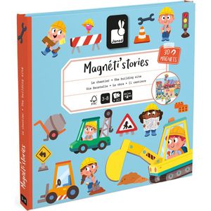 Janod - Magneti Stories De Bouwplaats - Magneetboek - Inclusief 30 Magneten - Geschikt vanaf 3 Jaar