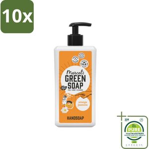 10 x Marcel's Green Soap - Handzeep - Sinaasappel & Jasmijn - Voor dagelijks gebruik - 500 ml - Grootverpakking - Handzeep - Biologische Handzeep - Plantaardige Zeep - Natuurlijke Handzeep - Sinaasappel Geur