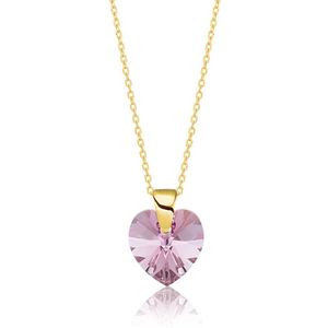 Montebello Ketting Amy HZ78 - Swarovski® Hart - 925 Zilver Verguld - Ø10mm - 45cm