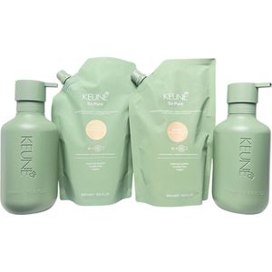 Keune So Pure Polish Shampoo 400ml + Conditioner 400ml navulling + 2 x lege fles 400 ml