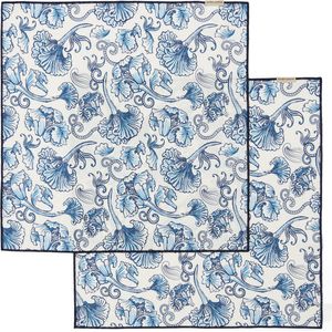 Riviera Maison Textielen servetten bloemenprint Blauw, Wit - Floral Island Tafeldecoratie - Katoen