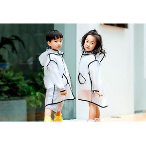 Regenjas-Regenpak-Voor Kinderen- wit zwart regenjas-kleuren wit-L-70 * 49cm