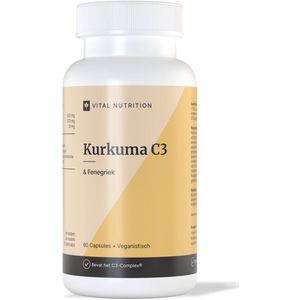 Vital Nutrition Kurkuma C3 - C3-complex en Bioperine™ - Met fenegriek - 276x betere opname - 60 Capsules