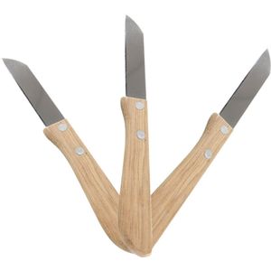 Svenska Living Keukenmesjes/aardappelschilmesjes - 6x stuks - hout/rvs - bruin - 17 cm