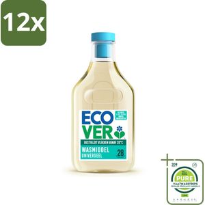 Ecover Wasmiddel Universeel Kamperfolie & Jasmijn 28 Wasbeurten 1 liter - Voordeelverpakking - 12 stuks - Wasmiddel - Ecologisch