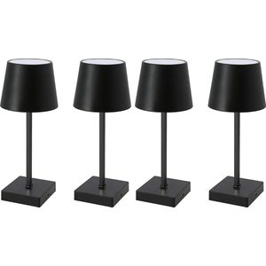4 Stuks - Tafellamp - Oplaadbaar - Dimbaar - Bureaulamp - Nachtlamp - Warm Wit Licht - 26CM - Zwart