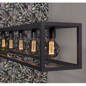 Hanglamp 5-Lichtbronnen - Zwart - Rechthoekig Frame - Lamp Mikey - Giga Meubel