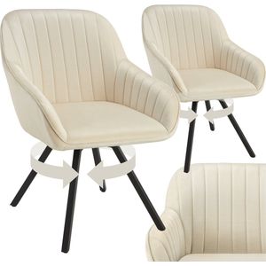 Tectake - Snug - Draaibare Eetkamerstoelen - Crème - Set van 2