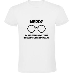 Nerd? Ik prefereer de term intellectuele eindbaas Heren T-shirt | nerd | bril | baas | grappig