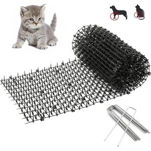 HEYYOUTH Doornrooster dierenbarrière met spikes - 200 x 30 cm - anti-kattennetwerk met grondankers voor tuin - kattenafweer