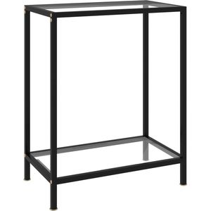 The Living Store Wandtafel - Transparant en zwart glas - 60x35x75 cm - Extra opbergruimte