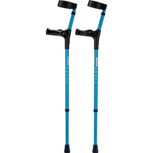 Elleboogkrukken ergonomisch Blauw. Maat M/L - Loopkrukken - krukken anatomische handvatten, gesloten manchet - Set - paar van 2