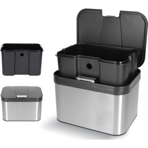 Hoogwaardig RVS compostbak en binnenemmer 4.3L - Groenafval - Compost - Afvalbakje aanrecht - Compostemmer keuken - Afvalemmer